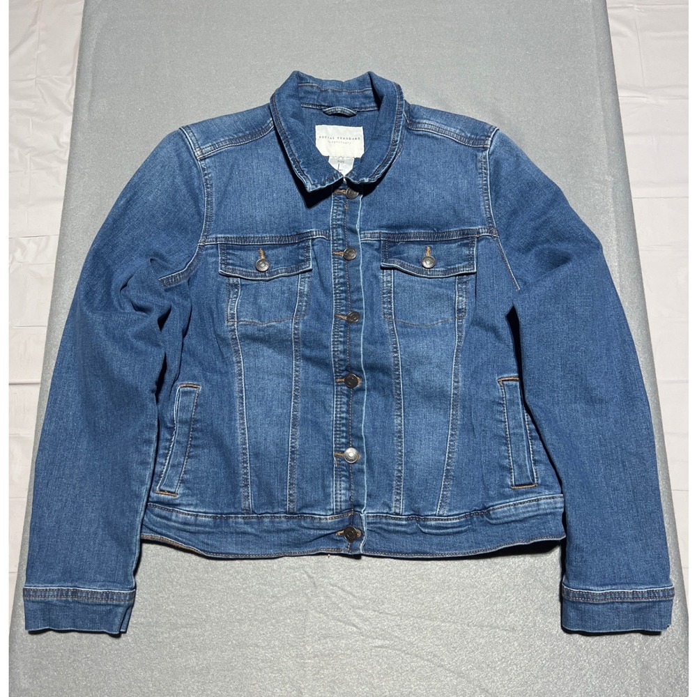 Social Standard by Sanctuary Blue Denim Trucker Jacket Large SDSDB245-A-SAM40B